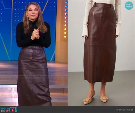 Wornontv Ginger’s Brown Leather Skirt On Good Morning America Ginger Zee Clothes And