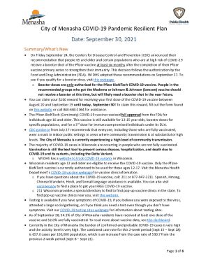 Fillable Online City Of Menasha Covid Pandemic Resilient Plan Fax