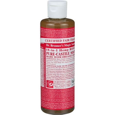 Dr Bronners Organic Pure Castile Liquid Soap Rose 8 Fl Oz Walmart