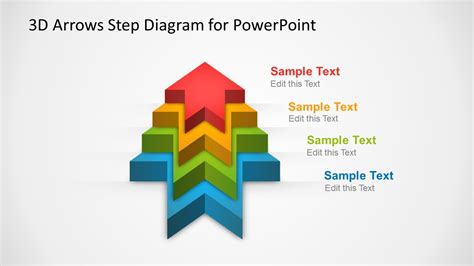 3D Arrows Stairs Diagram For PowerPoint With 4 Steps SlideModel