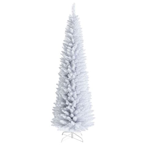 Costway 7ft Unlit Artificial Slim Christmas Pencil Tree w/ Metal Stand ...