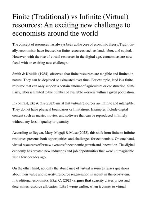 (PDF) Finite (Traditional) vs Infinite (Virtual) resources: An exciting new challenge to ...