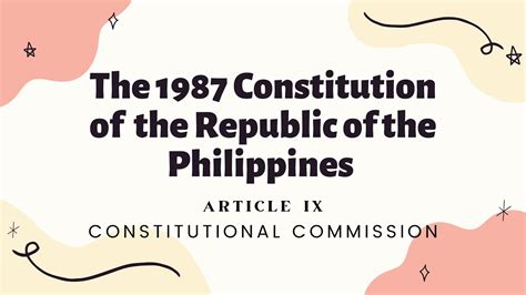 THE 1987 CONSTITUTION OF THE REPUBLIC OF THE PHILIPPINES ARTICLE 9