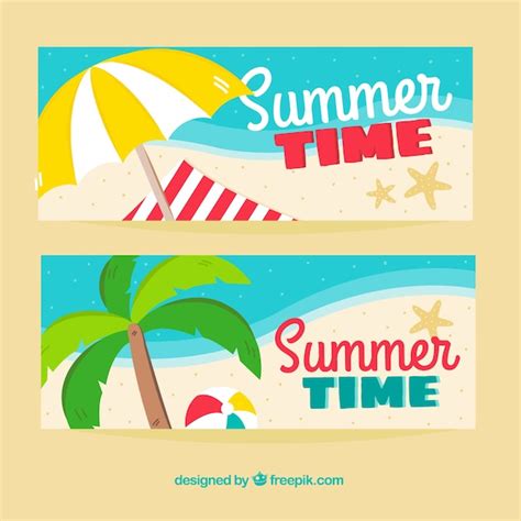 Free Vector Great Summer Banners In Flat Design