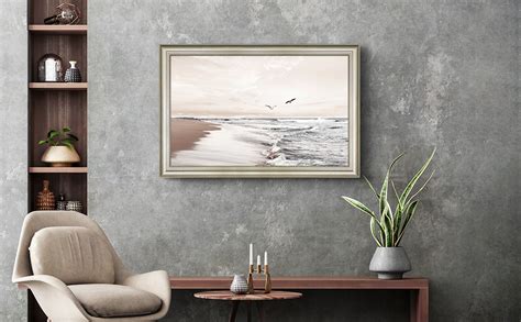 Amazon.com: Framed Beach Canvas Wall Art: Large Coastal Seascape ...