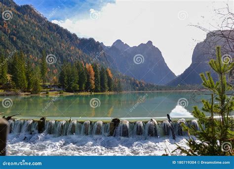 Lake Dobbiaco In Italy Lago Di Dobbiaco Toblacher See Stock Photo