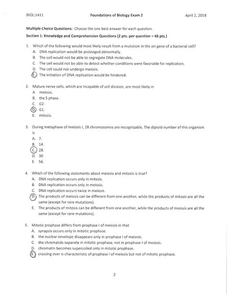 BIOL Exam2 Practice F19 Key BIOL14110AAA Studocu