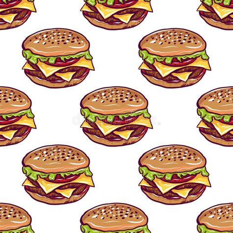 Cheeseburger Or Burger With Tomato Shredded Lettuce And Cheese Vector Illustration In Cartoon