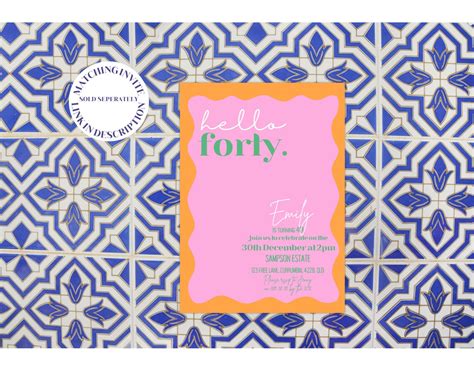 Printable Wavy Birthday Place Cards Editable Retro Custom Name Etsy