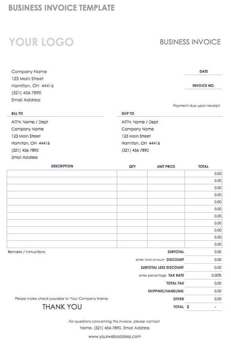 Free Invoice Templates Smartsheet