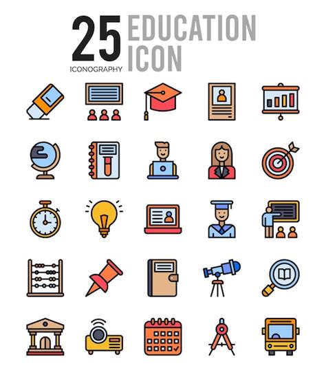 Premium Vector 25 Education Lineal Color Icon Pack Vector Illustration