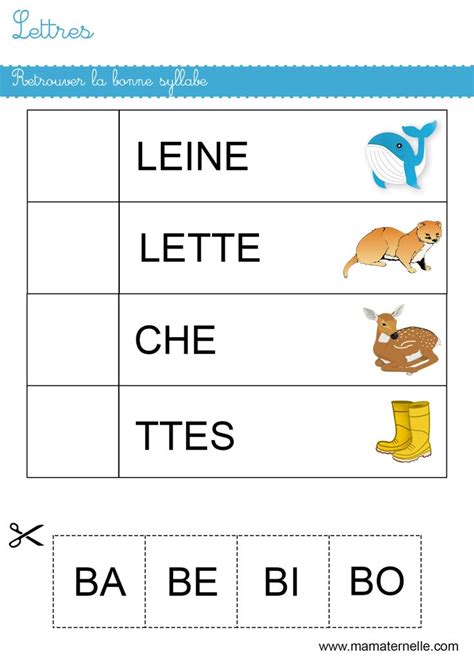 Lettres Retrouver La Bonne Syllabe Ma Maternelle Maternelle