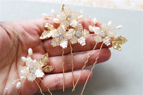 HALLIE Gold Wedding Hair Pins Wedding Hair Flower Wedding Hair