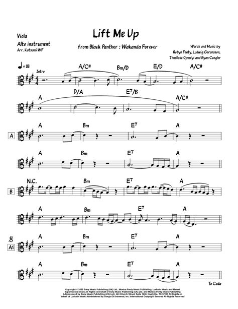 Lift Me Up Arr Katsumi WF By Rihanna Sheet Music For Viola Solo At