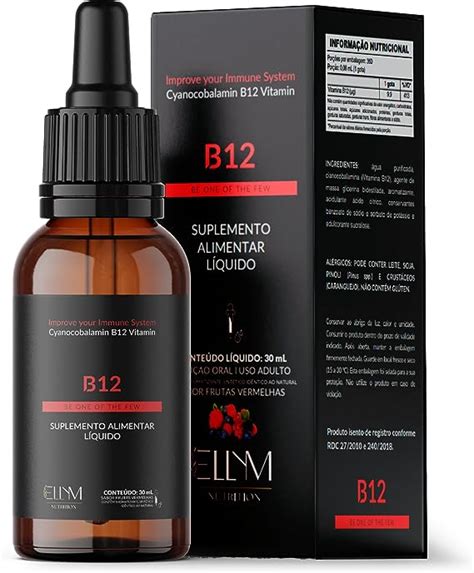 Vitamina B12 Sublingual Em Gotas ELLYM NUTRITION Sabor Frutas Vermelhas