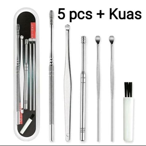 Jual Pembersih Telinga Kuping Stainles Steel Ear Wax Set Plus Kuas In