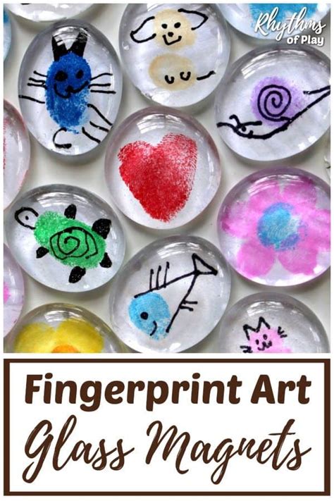 Fingerprint Art Glass Magnets Craft Tutorial With Video Rhythms Of Play