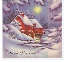 50s Winter Snow Scene Vintage Christmas Card 424 | Vintage christmas ...