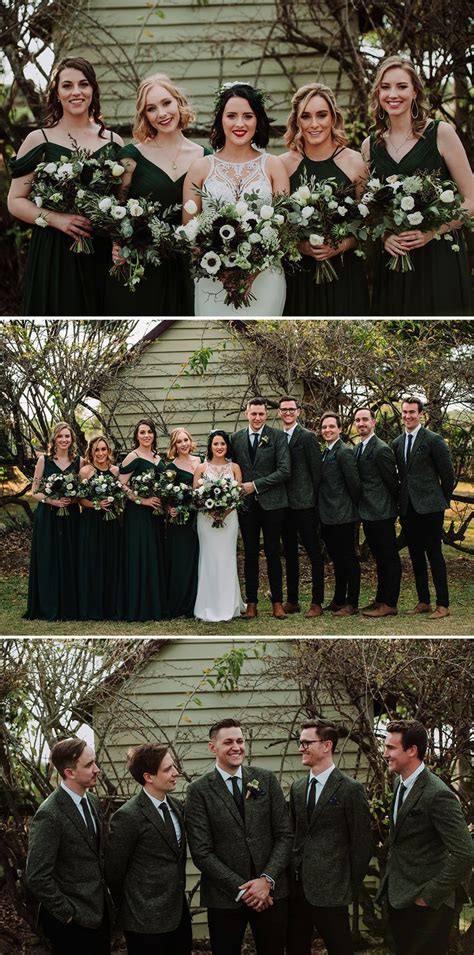 Striking Black White And Forest Green Wedding Inspiration Forest Green