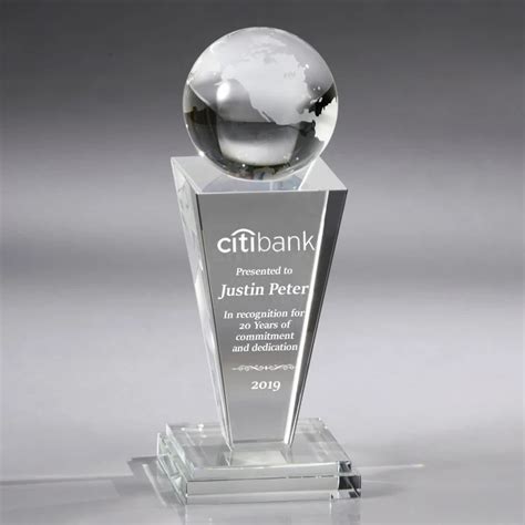 Crystal Globe Trophy Globe Crystal Award Globe Crystal Trophy