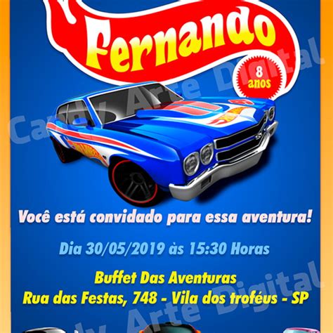 Convite Digital Infantil de aniversário Hot Wheels Elo