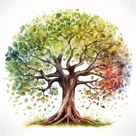 Colorful Mystical Old Tree Clipart Intricate Tree Design In Watercolor