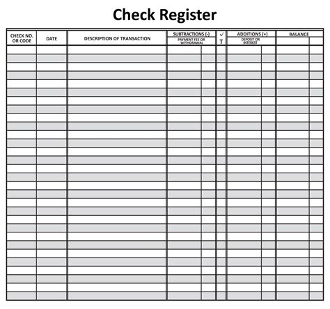 Printable Checking Register