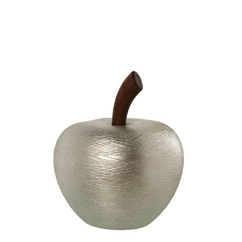 FIGURA MANZANA CERÁMICA PLATA 35CM