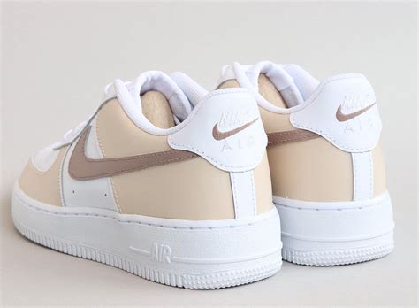 Nike Air Force 1 Custom Sneakers Beige Brown Sand Etsy