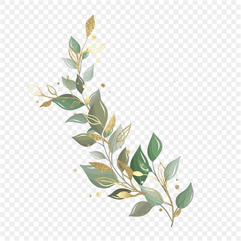 Gold Foil Leaf Png Image Gold Foil Leaf Branch Plant Decoration Gold