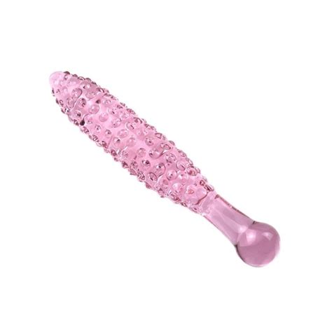 Pink Pyrex Glass Dildo Artificial Corn Penis Crystal Fake Anal Plug