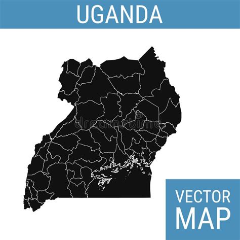 Uganda Vector Map Isolated On White Background High Detailed Black