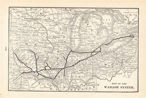 1914 Antique Wabash Railroad Map Vintage Wabash Railway Map Etsy