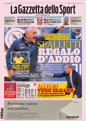 Prime Pagine Quotidiani Sportivi Oggi Maggio Roma