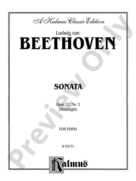 Beethoven Sonata No 14 In C Sharp Minor Op 27 No 2 Moonlight