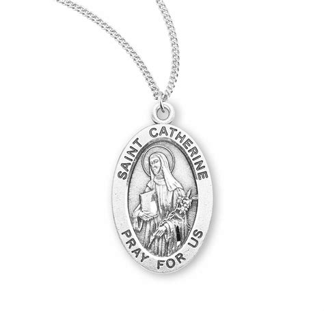 Patron Saint Catherine of Siena Oval Sterling Silver Medal - Buy Religious Catholic Store