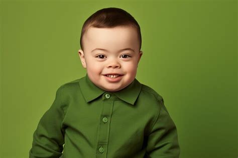 Portrait En Studio D un Mignon Petit Garçon Atteint Du Syndrome De Down