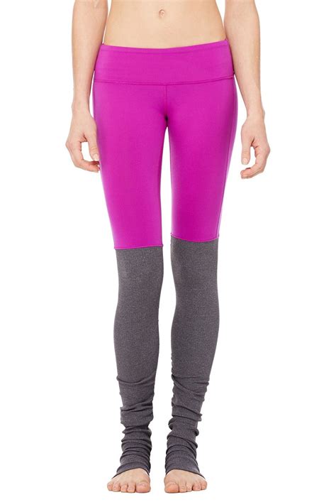 Alo Yoga Goddess Ribbed Legging In Amethyst And Stormy Heather Ribbed