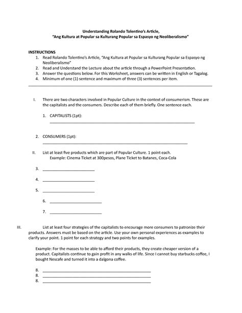 Understanding Rolando Tolentino Kultural Popular QUIZ2 Understanding