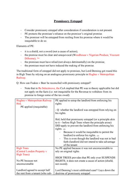 Promissory Estoppel Notes Promissory Estoppel Consider Promissory