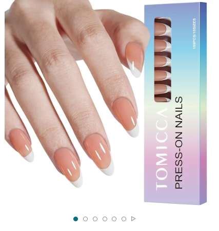 TOMICCA French Gel Nail Tips 3 In 1 X Coat Nails Tips Medium Almond