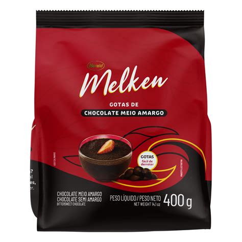 CHOCOLATE GOTAS MEIO AMARGO USO CULINÁRIO MELKEN PACOTE 400G ilergic