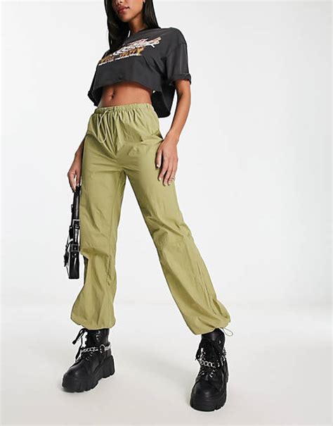 Heartbreak Parachute Wide Leg Pants In Khaki Asos