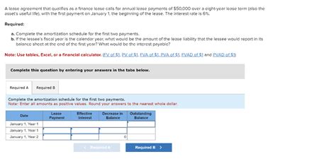 Solved A Lease Agreement That Qualifies As A Finance Lease Chegg