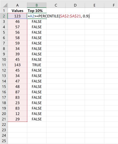 How To Find The Top 10 Of Values In An Excel Column