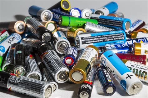 Different Types of Used Batteries Ready for Recycling Lying in a ...