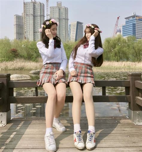 Korean Student High School Girls Pleated Skirt Twins Hipster