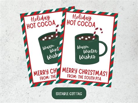 Christmas Gift Tags Hot Cocoa Gift Tag Teacher Gift Tag Etsy