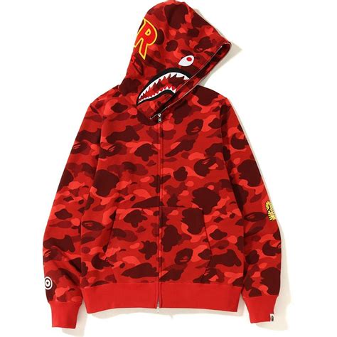 A Bathing Ape Color Camo 2nd Shark Full Zip Hoodie Red in Red for Men ...