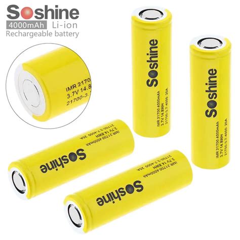 Aliexpress Buy 4pcs Soshine IMR 21700 Battery 3 7V 14 8WH 4000mAh